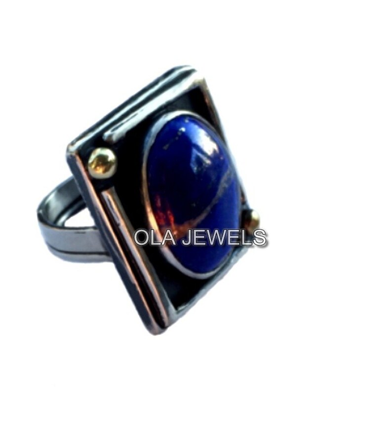 Solid Sterling silver black finish blue sapphire ring price for 1 pcs.