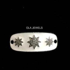 925 Sterling Silver white enamel star diamond connector Handmade jewelry manufacturer Christmas Gifts Wedding Gifts Anniversary Gifts