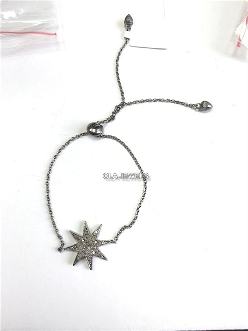Sterling silver 925 gold plated and black finish diamonds star bracelet flexible for all sizes price for 1 psc.