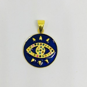 Solid 925 Sterling Silver enamel evil eye pendant evil eye girls pendant Christmas and Wedding Anniversary gifts for the girls and women.