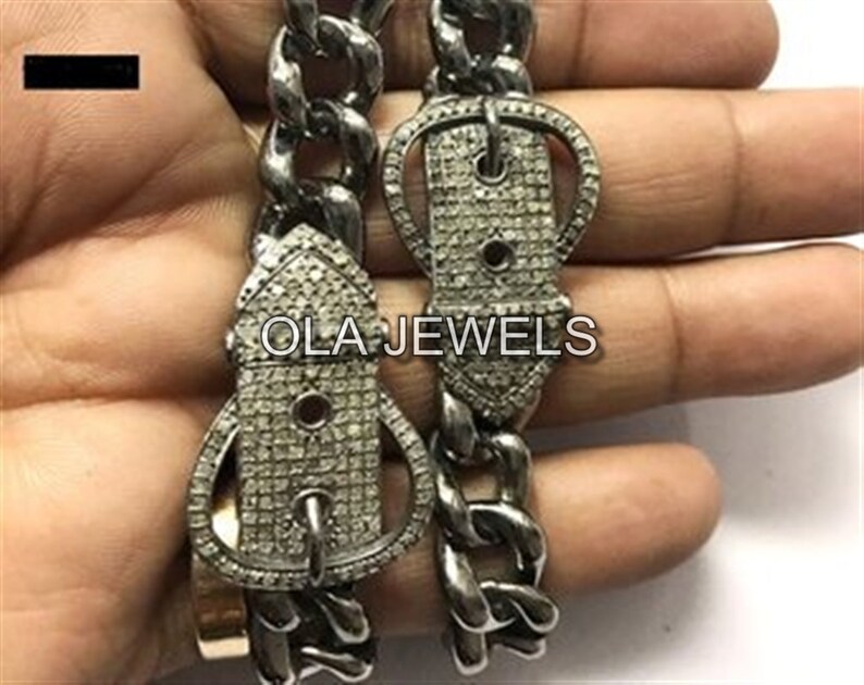 price for 1 psc. 925 Sterling Silver black finish diamond buckle bracelet 6.5 inch long