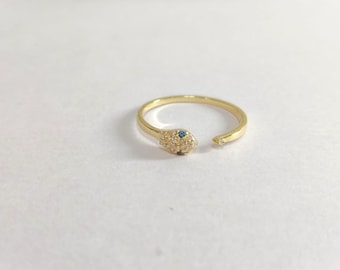 14K Gold Snake Ring • Diamond Snake Ring • Ruby Eye Serpent Ring • Dainty Gold Snake Jewelry • Adjustable Snake Ring • Unique Gift for Her