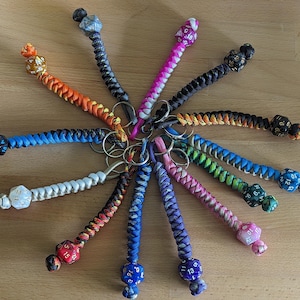 D20 Dice D&D Paracord Keyring / Bag Charm