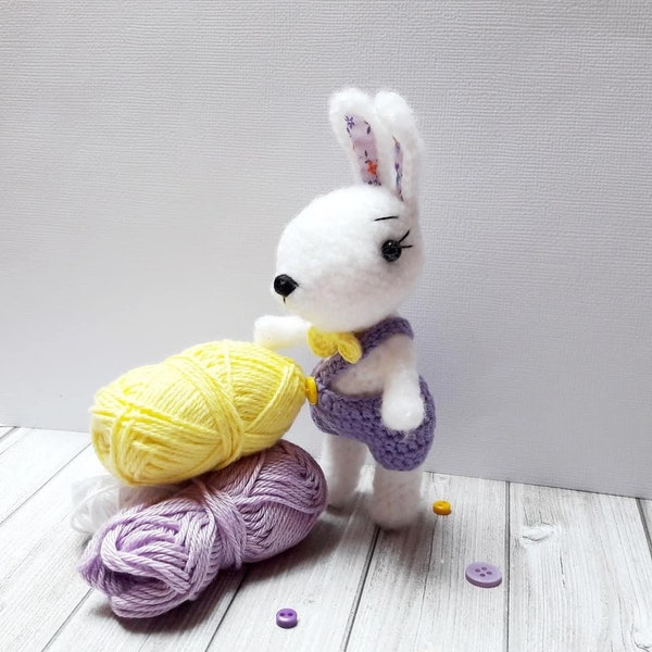 lapin blanc, crochet lapin, miniature jouets