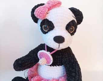Crochet handmade velour bear panda
