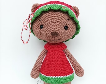 sandía de ganchillo hecha a mano amigurumi oso pardo