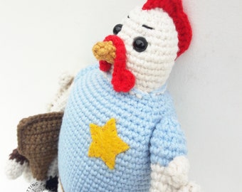 amigurumi crochet coq militaire fait à la main