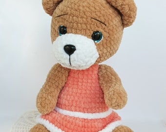 ours brun en velours au crochet fait main