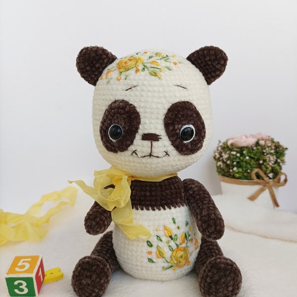 handmade crochet velours panda bear