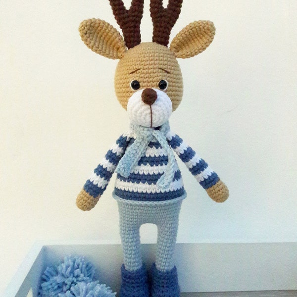 crochet handmade christmas deer, christmas gift, amigurumi new year decor deer