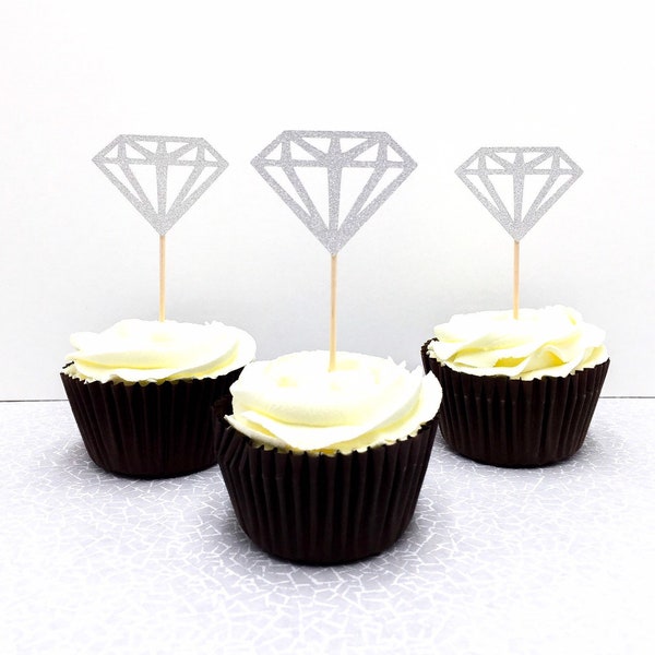 Diamond cupcake toppers, hen party accessories, hen party cake toppers, engagement party cake toppers, hen do props, bachelorette decor