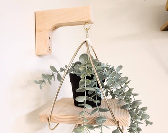 Indoor Plant Hanger | Indoor Plant Holder | Wood Planter | Wood Plant Holder | Hoop Planter | Hanging Plant | Plant Decor | Boho Plant Decor