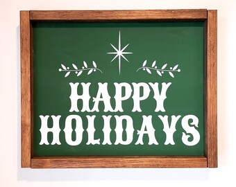 Happy Holidays Sign | Happy Holidays Print Christmas Decor | Christmas Wall Art | Holiday Decor