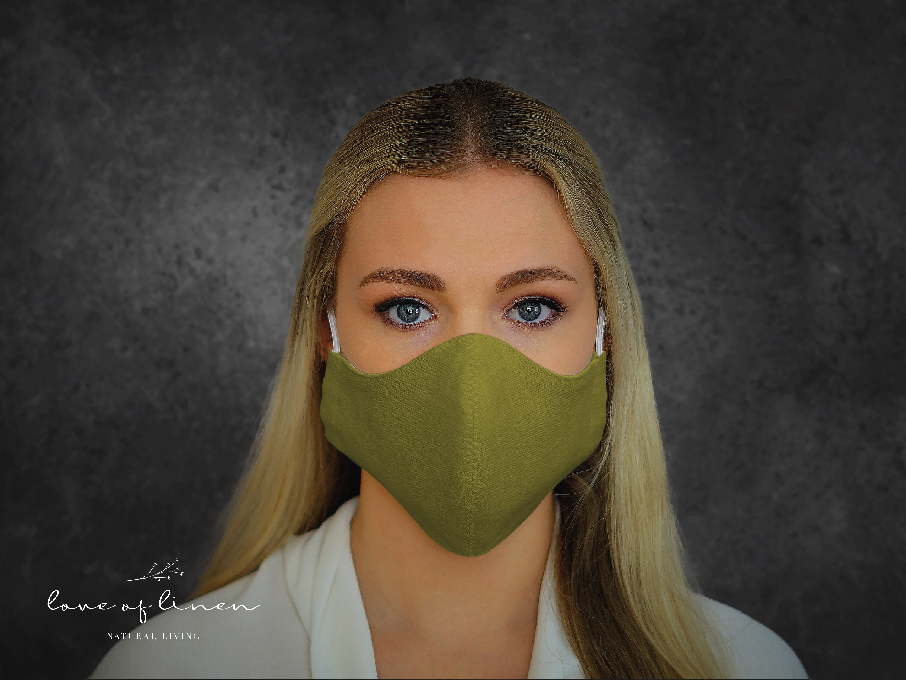 100 Linen Reusable Protective Face Mask Moss Green Etsy