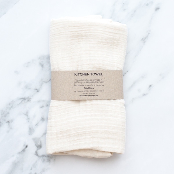 White organic cotton Muslin towel, Double muslin organic cotton tea towel, undyed cotton dish towel