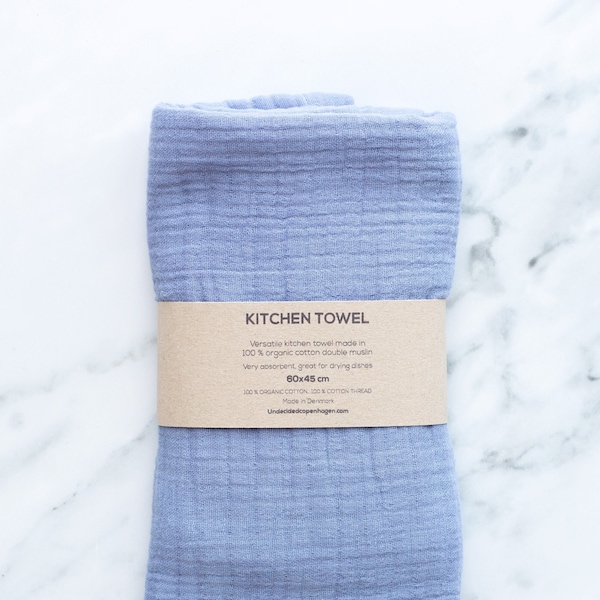 Light Blue organic cotton Muslin towel, Double muslin organic cotton tea towel,baby blue cotton dish towel