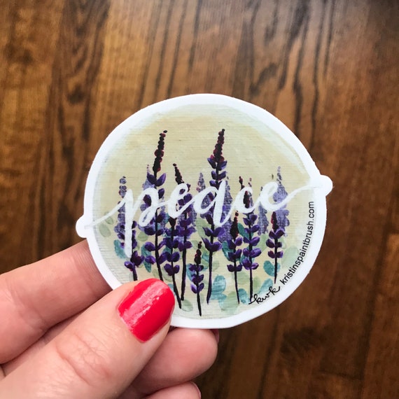 lavender herb floral vinyl sticker . peace sticker . waterproof dishwasher decal . flower fields
