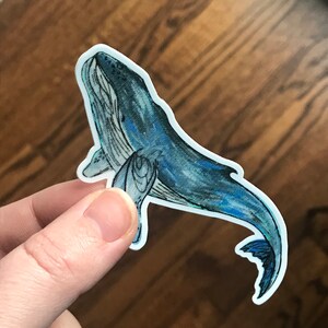 humpback whale vinyl sticker .  ocean art sticker . waterproof dishwasher safe decal . whale decal . ocean sticker . stocking stuffer
