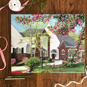 CUSTOM hand painted house portrait - custom house portrait - custom building portrait - business portrait - portrait from a photo