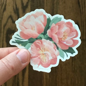 pink peony die cut vinyl sticker -- decal * floral sticker * waterproof dishwasher safe * journal * laptop * waterbottle
