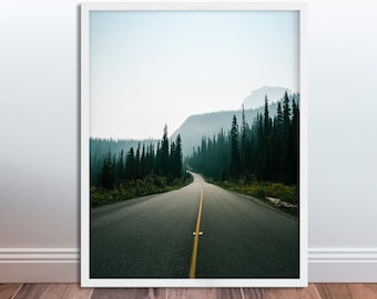 Mountain Road Print Forest Road Photography Print Mountain Photography Road Trip Wall Art DIGITAL DOWNLOAD Landscape Wall Art Road Pictures