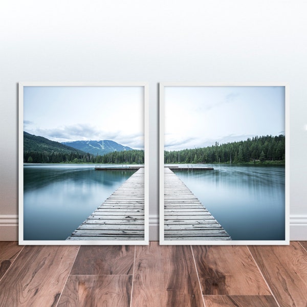 Lake Photography Set of 2 Lake Landscape Lake Wall Art Forest Lake Mountain Lake Mountain Photography 2 Piece Wall Art Diptych Nature Prints