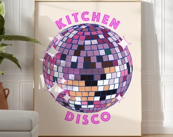 Kitchen Disco Pink Kitchen Wall Art Funny Kitchen Decor Retro Kitchen Poster Disco Decor for Kitchen PRINTABLE Wall Art Pink Kitchen Poster