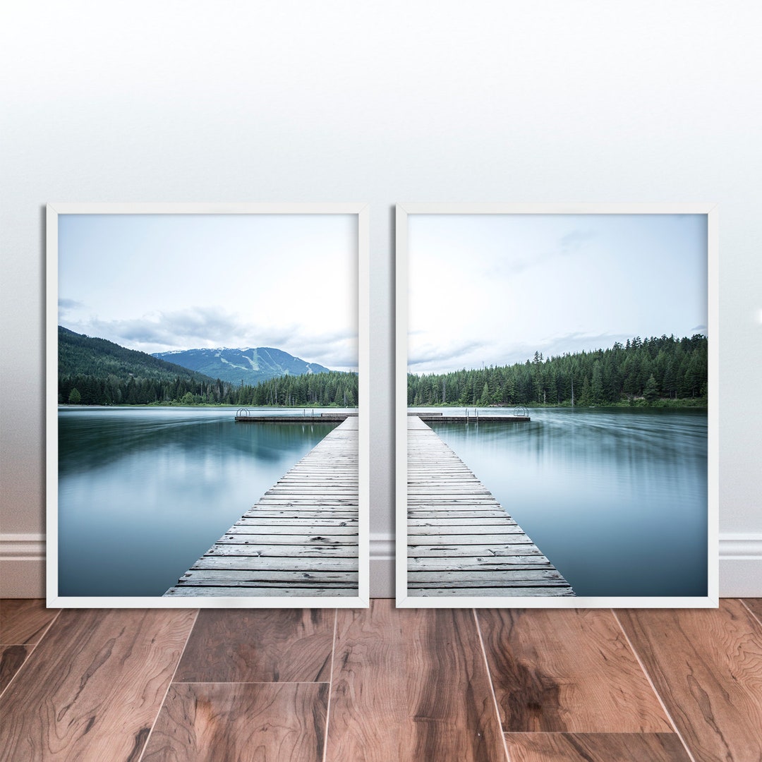 Lake Photography Set of 2 Lake Landscape Lake Wall Art Forest Lake Mountain Lake Mountain