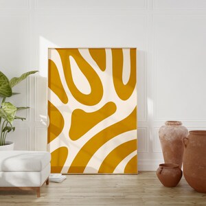 Mustard Yellow Art Set of 2 Prints Abstract Yellow Wall Art PRINTABLE ...
