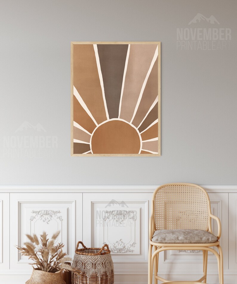 Boho Sun Wall Decor Printable Wall Art Earth Tones Sun Print Etsy