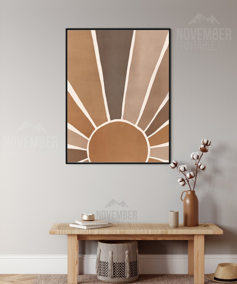 Boho Sun Wall Decor Printable Wall Art Earth Tones Sun Print Etsy
