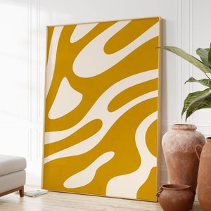 Mustard Yellow Art Set of 2 Prints Abstract Yellow Wall Art PRINTABLE ...