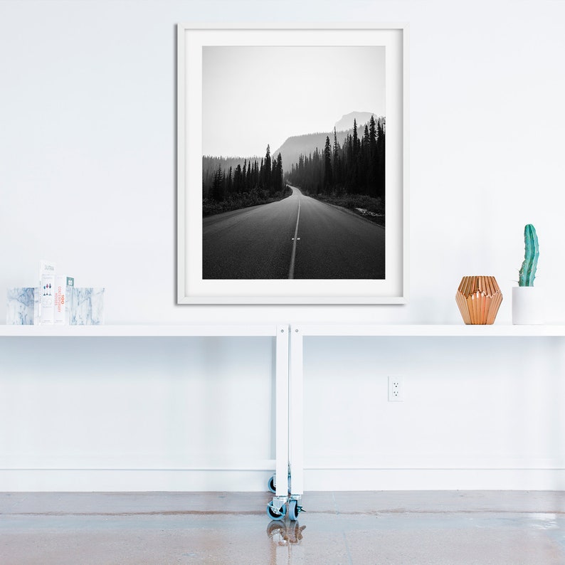 Black and White Photo Black and White Road Mountain Road | Etsy