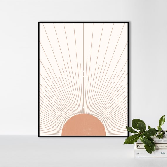 Terracotta Sun Print, Mid century Boho Sun Printable Poster, Minimalist Geometric Abstract Art, Terracotta – Earth Tones Wall Art Decor