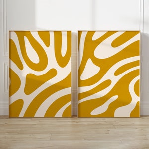 Mustard Yellow Art Set of 2 Prints Abstract Yellow Wall Art PRINTABLE Art Set Mustard Wall Art Yellow Abstract Art Minimalist Yellow Decor