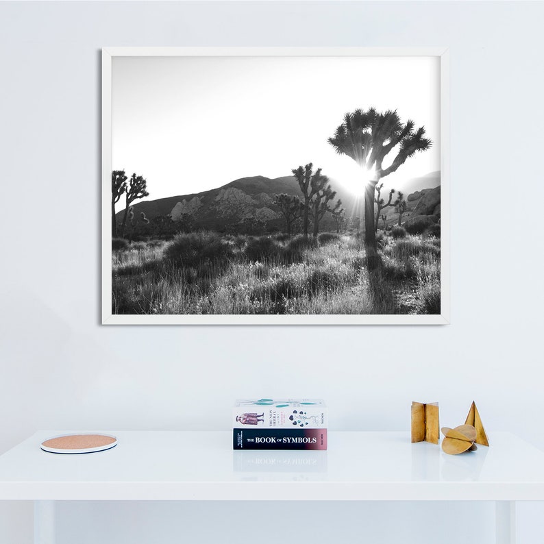 Joshua Tree Print Black and White Desert Art Print Sunset | Etsy