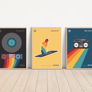 Retro 80s Music Poster Set: Hip Hop, House, Garage (Digital Download)