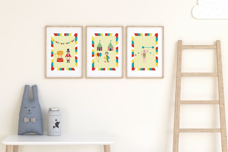 Fun Circus Nursery Wall Art 3 Set Easy Instant Digital - Etsy