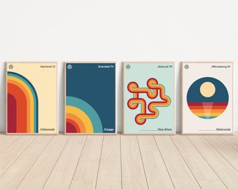 4xA4 Retro Prints 70s 80s Music Poster Scandinavian | Minimalist | Instant Digital Download A4 & 8X10in | You Print at Home | Wall Art Decor