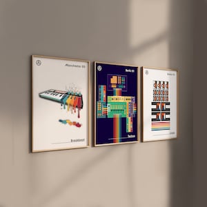 Dance Music Techno Wall Art 3 Set | Retro 80s 90s Electronica Club Scene Breakbeat EDM Rave Jungle Manchester Berlin Bristol DJ | Cool Decor