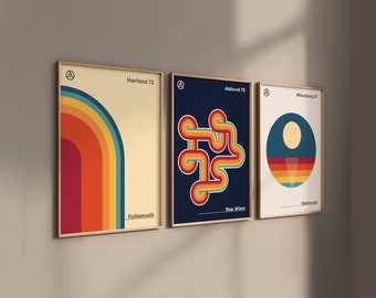 アート・デザイン・音楽 70s Decorative Art Retro Music Wall Art Prints 70s 80s Genres Posters