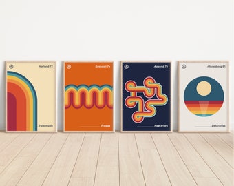 Retro Music Poster Prints: 70s 80s Nordic Minimalist Art