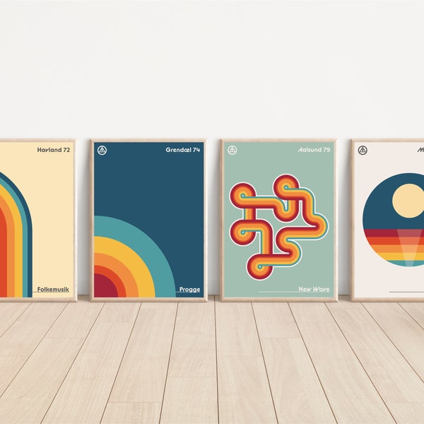Retro Music Wall Art Prints 70s 80s Music Scenes Posters | Boho Nordic Minimalism | Music Festival New Wave Prog Electro Genres | Home Decor