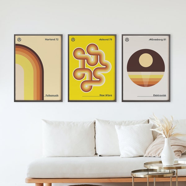 Retro Wall Art Prints 70s 80s Music Boho Posters | Scandi Minimalist Abstract | Rock Festival Gigs Genres New Wave Folk Electro | Home Decor