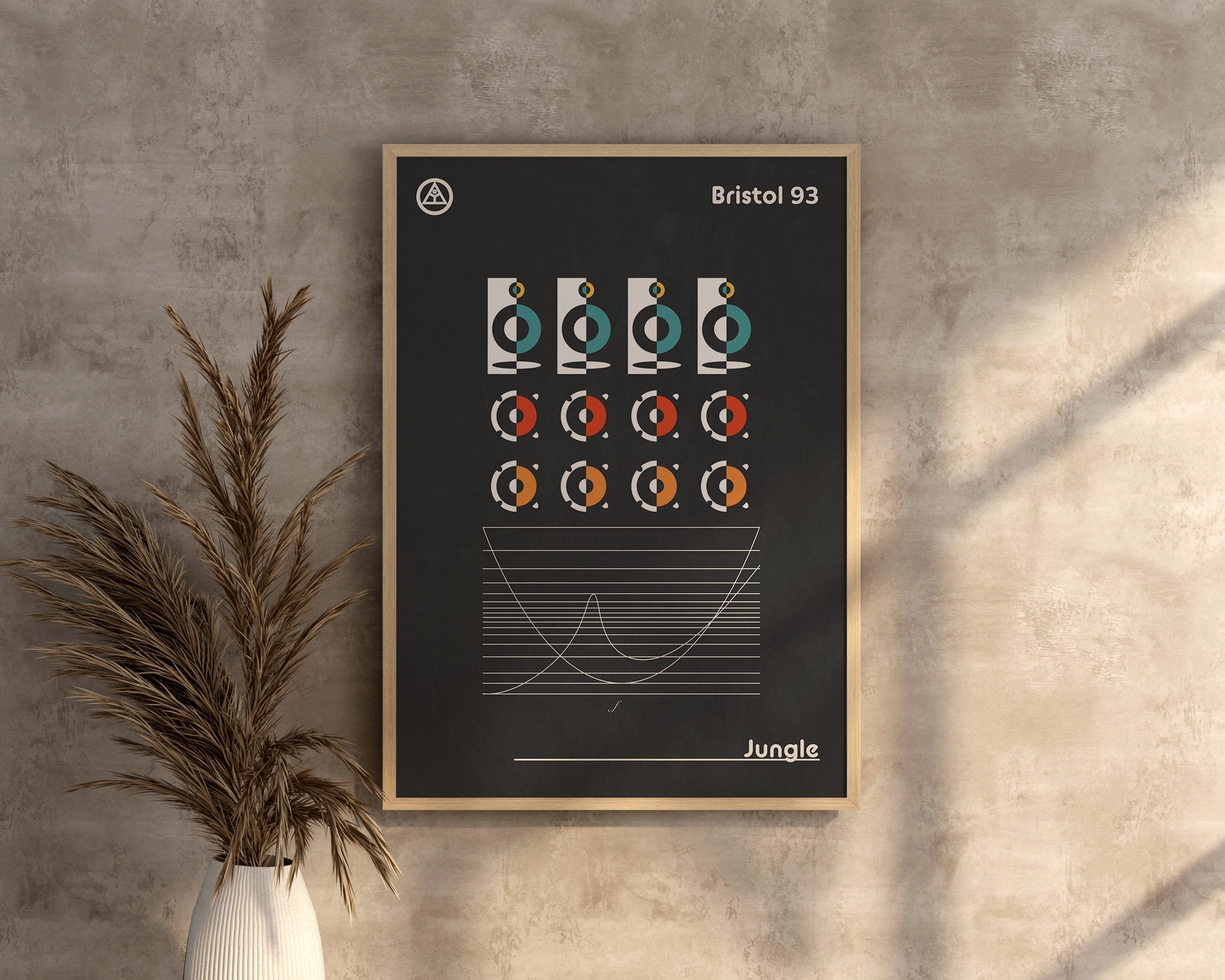 Picture of Minimalist Jungle Dance Music Wall Art Poster Nightclub Speakers Frequency Graph Retro 90s Scene ...