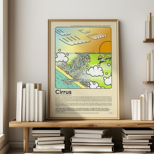 METEOROLOGY POP ART Science Poster Cirrus Clouds | 1960s Retro Pop Wall Art Americana | Cool Nerdy Gift Ideas | Colorful Bright Educational