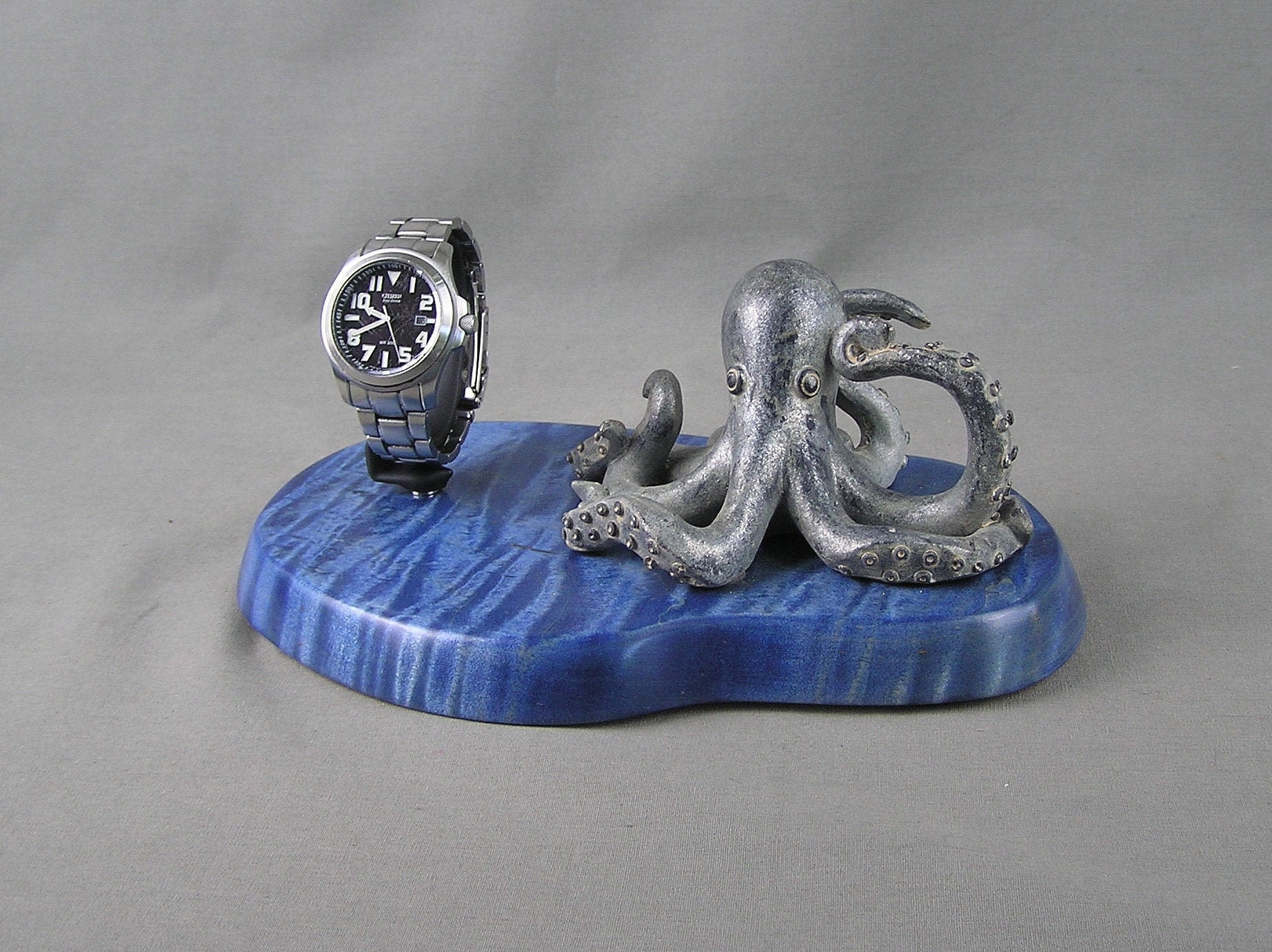 Octopus Watch Stand, Azure Tiger Maple, Pewter Resin Octopus - Etsy