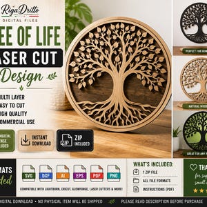 Tree of Life Circle Engraving and Cutting Tree of Life Circle