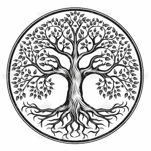 Tree of Life Circle Engraving and Cutting Tree of Life Circle - DXF file