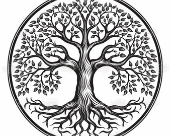 Tree of Life Circle Engraving and Cutting Tree of Life Circle - DXF file
